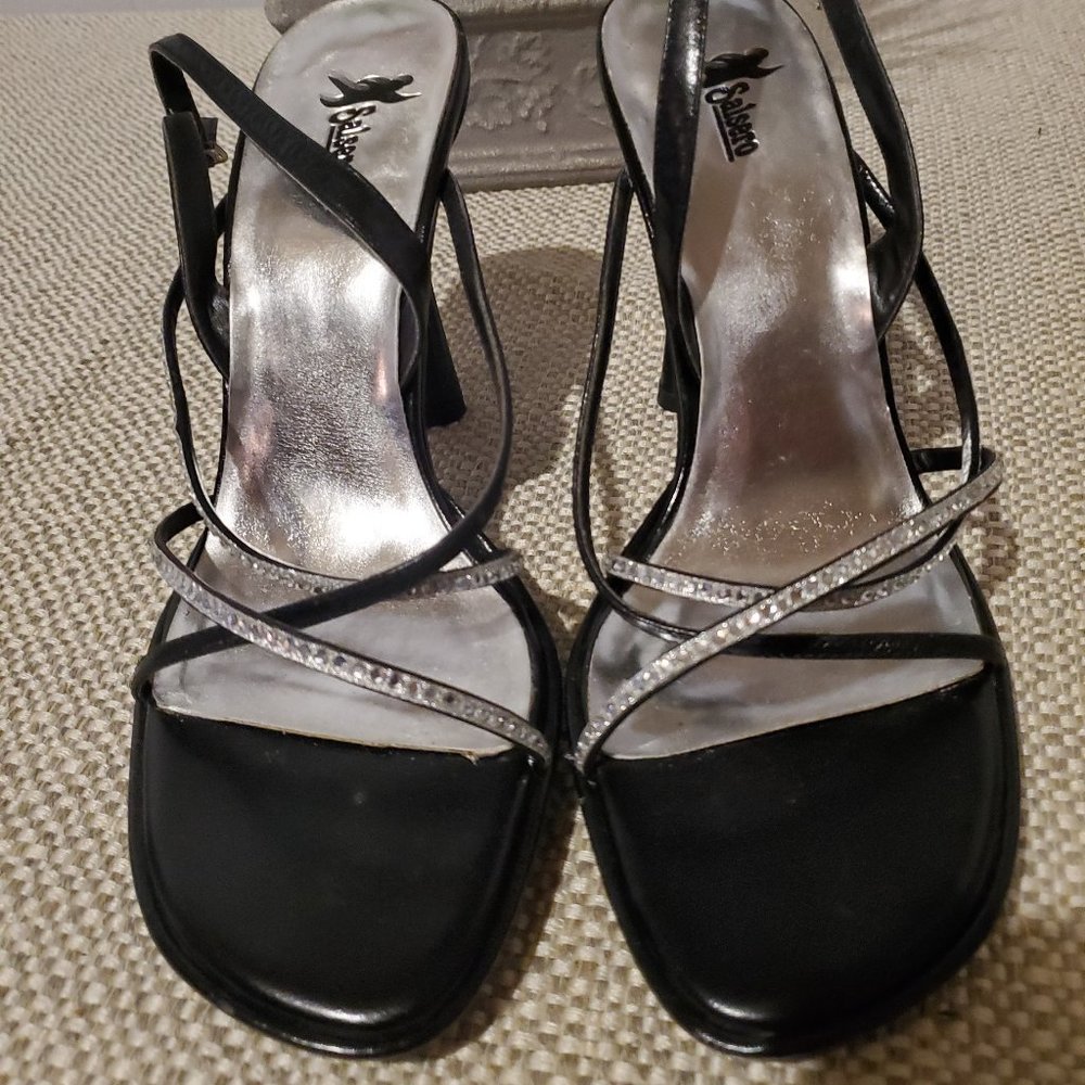 Salsero Black Strappy with Rhinestone Size 9
